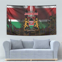 Happy Kenya Independence Day Tapestry Coat Of Arms With Kente Pattern - Wonder Print Shop