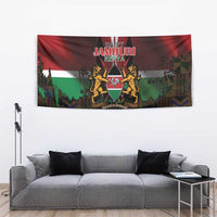 Happy Kenya Independence Day Tapestry Coat Of Arms With Kente Pattern - Wonder Print Shop