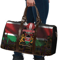 Happy Kenya Independence Day Travel Bag Coat Of Arms With Kente Pattern - Wonder Print Shop