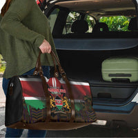 Happy Kenya Independence Day Travel Bag Coat Of Arms With Kente Pattern - Wonder Print Shop