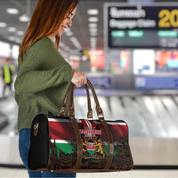 Happy Kenya Independence Day Travel Bag Coat Of Arms With Kente Pattern - Wonder Print Shop
