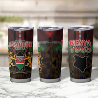 Happy Kenya Independence Day Tumbler Cup Coat Of Arms With Kente Pattern - Wonder Print Shop