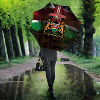 Happy Kenya Independence Day Umbrella Coat Of Arms With Kente Pattern - Wonder Print Shop