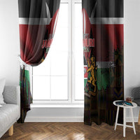 Happy Kenya Independence Day Window Curtain Coat Of Arms With Kente Pattern - Wonder Print Shop