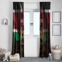 Happy Kenya Independence Day Window Curtain Coat Of Arms With Kente Pattern - Wonder Print Shop