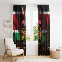 Happy Kenya Independence Day Window Curtain Coat Of Arms With Kente Pattern - Wonder Print Shop