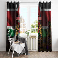 Happy Kenya Independence Day Window Curtain Coat Of Arms With Kente Pattern - Wonder Print Shop