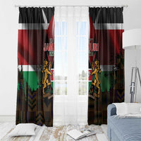 Happy Kenya Independence Day Window Curtain Coat Of Arms With Kente Pattern - Wonder Print Shop