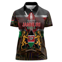 Happy Kenya Independence Day Women Polo Shirt Coat Of Arms With Kente Pattern - Wonder Print Shop