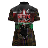 Happy Kenya Independence Day Women Polo Shirt Coat Of Arms With Kente Pattern - Wonder Print Shop