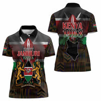 Happy Kenya Independence Day Women Polo Shirt Coat Of Arms With Kente Pattern - Wonder Print Shop