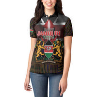 Happy Kenya Independence Day Women Polo Shirt Coat Of Arms With Kente Pattern - Wonder Print Shop