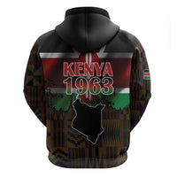 Happy Kenya Independence Day Zip Hoodie Coat Of Arms With Kente Pattern - Wonder Print Shop