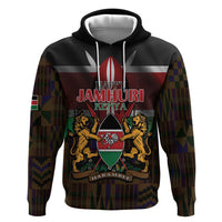 Happy Kenya Independence Day Zip Hoodie Coat Of Arms With Kente Pattern - Wonder Print Shop
