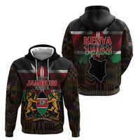 Happy Kenya Independence Day Zip Hoodie Coat Of Arms With Kente Pattern - Wonder Print Shop