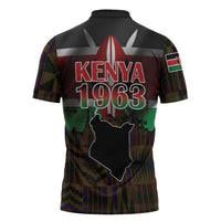 Happy Kenya Independence Day Zipper Polo Shirt Coat Of Arms With Kente Pattern - Wonder Print Shop