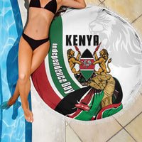 Kenya Jamhuri Day Beach Blanket Lion With Coat Of Arms - Wonder Print Shop