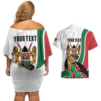 Personalized Kenya Jamhuri Day Couples Matching Off Shoulder Short Dress and Hawaiian Shirt Lion With Coat Of Arms - Wonder Print Shop