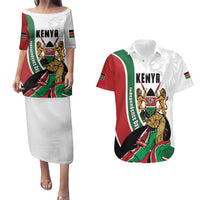 Personalized Kenya Jamhuri Day Couples Matching Puletasi and Hawaiian Shirt Lion With Coat Of Arms - Wonder Print Shop