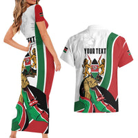 Personalized Kenya Jamhuri Day Couples Matching Short Sleeve Bodycon Dress and Hawaiian Shirt Lion With Coat Of Arms - Wonder Print Shop