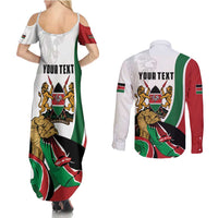 Personalized Kenya Jamhuri Day Couples Matching Summer Maxi Dress and Long Sleeve Button Shirt Lion With Coat Of Arms - Wonder Print Shop