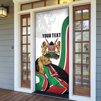 Personalized Kenya Jamhuri Day Door Cover Lion With Coat Of Arms - Wonder Print Shop