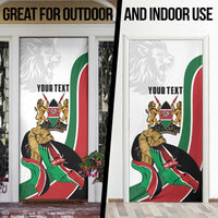 Personalized Kenya Jamhuri Day Door Cover Lion With Coat Of Arms - Wonder Print Shop