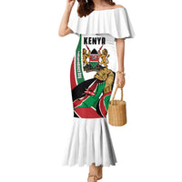 Personalized Kenya Jamhuri Day Family Matching Mermaid Dress and Hawaiian Shirt Lion With Coat Of Arms - Wonder Print Shop