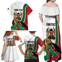 Personalized Kenya Jamhuri Day Family Matching Off Shoulder Maxi Dress and Hawaiian Shirt Lion With Coat Of Arms - Wonder Print Shop