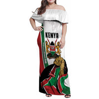 Personalized Kenya Jamhuri Day Family Matching Off Shoulder Maxi Dress and Hawaiian Shirt Lion With Coat Of Arms - Wonder Print Shop
