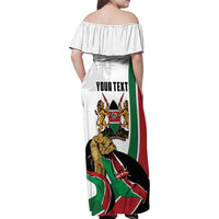 Personalized Kenya Jamhuri Day Family Matching Off Shoulder Maxi Dress and Hawaiian Shirt Lion With Coat Of Arms - Wonder Print Shop