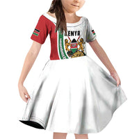 Personalized Kenya Jamhuri Day Family Matching Off Shoulder Short Dress and Hawaiian Shirt Lion With Coat Of Arms - Wonder Print Shop
