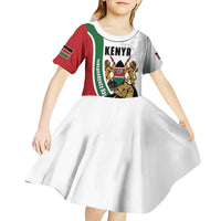 Personalized Kenya Jamhuri Day Kid Short Sleeve Dress Lion With Coat Of Arms - Wonder Print Shop
