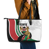 Kenya Jamhuri Day Leather Tote Bag Lion With Coat Of Arms - Wonder Print Shop