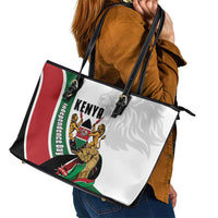 Kenya Jamhuri Day Leather Tote Bag Lion With Coat Of Arms - Wonder Print Shop