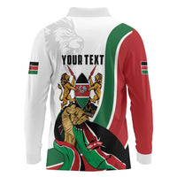 Personalized Kenya Jamhuri Day Long Sleeve Polo Shirt Lion With Coat Of Arms - Wonder Print Shop