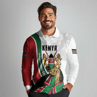 Personalized Kenya Jamhuri Day Long Sleeve Polo Shirt Lion With Coat Of Arms - Wonder Print Shop