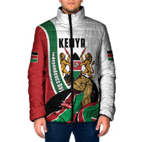Personalized Kenya Jamhuri Day Padded Jacket Lion With Coat Of Arms - Wonder Print Shop