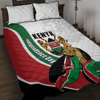 Kenya Jamhuri Day Quilt Bed Set Lion With Coat Of Arms - Wonder Print Shop
