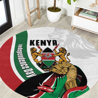 Kenya Jamhuri Day Round Carpet Lion With Coat Of Arms - Wonder Print Shop
