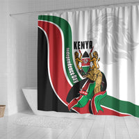Kenya Jamhuri Day Shower Curtain Lion With Coat Of Arms - Wonder Print Shop