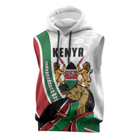 Personalized Kenya Jamhuri Day Sleeveless Hoodie Lion With Coat Of Arms - Wonder Print Shop