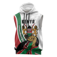 Personalized Kenya Jamhuri Day Sleeveless Zip Hoodie Lion With Coat Of Arms - Wonder Print Shop