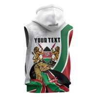 Personalized Kenya Jamhuri Day Sleeveless Zip Hoodie Lion With Coat Of Arms - Wonder Print Shop