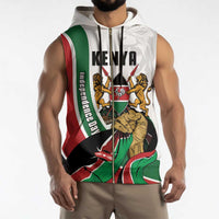 Personalized Kenya Jamhuri Day Sleeveless Zip Hoodie Lion With Coat Of Arms - Wonder Print Shop