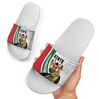 Kenya Jamhuri Day Slide Sandals Lion With Coat Of Arms - Wonder Print Shop