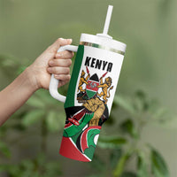 Personalized Kenya Jamhuri Day Tumbler With Handle Lion With Coat Of Arms - Wonder Print Shop