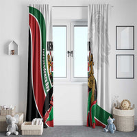 Kenya Jamhuri Day Window Curtain Lion With Coat Of Arms - Wonder Print Shop