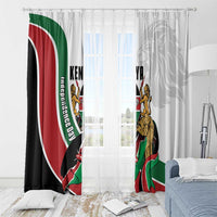 Kenya Jamhuri Day Window Curtain Lion With Coat Of Arms - Wonder Print Shop