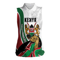 Personalized Kenya Jamhuri Day Women Sleeveless Polo Shirt Lion With Coat Of Arms - Wonder Print Shop
